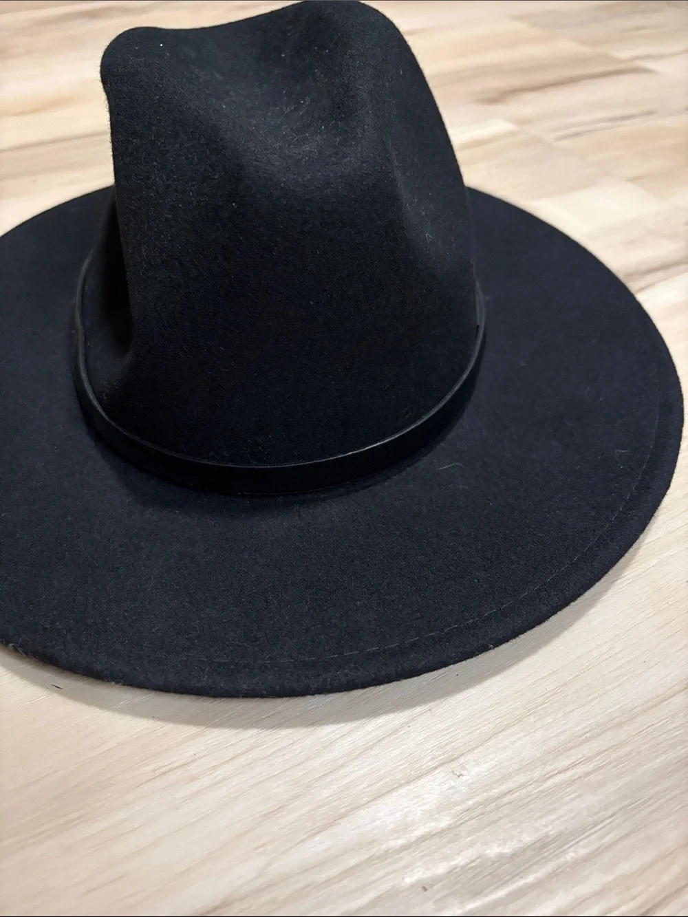 Free People Black Wool Wide Brim Fedora Rancher Hat one size winter fall boho
